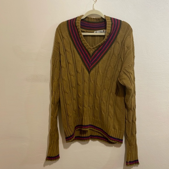 Large vintage cotton v neck sweater. Twickers by Kenneth Gordon. - Picture 1 of 3